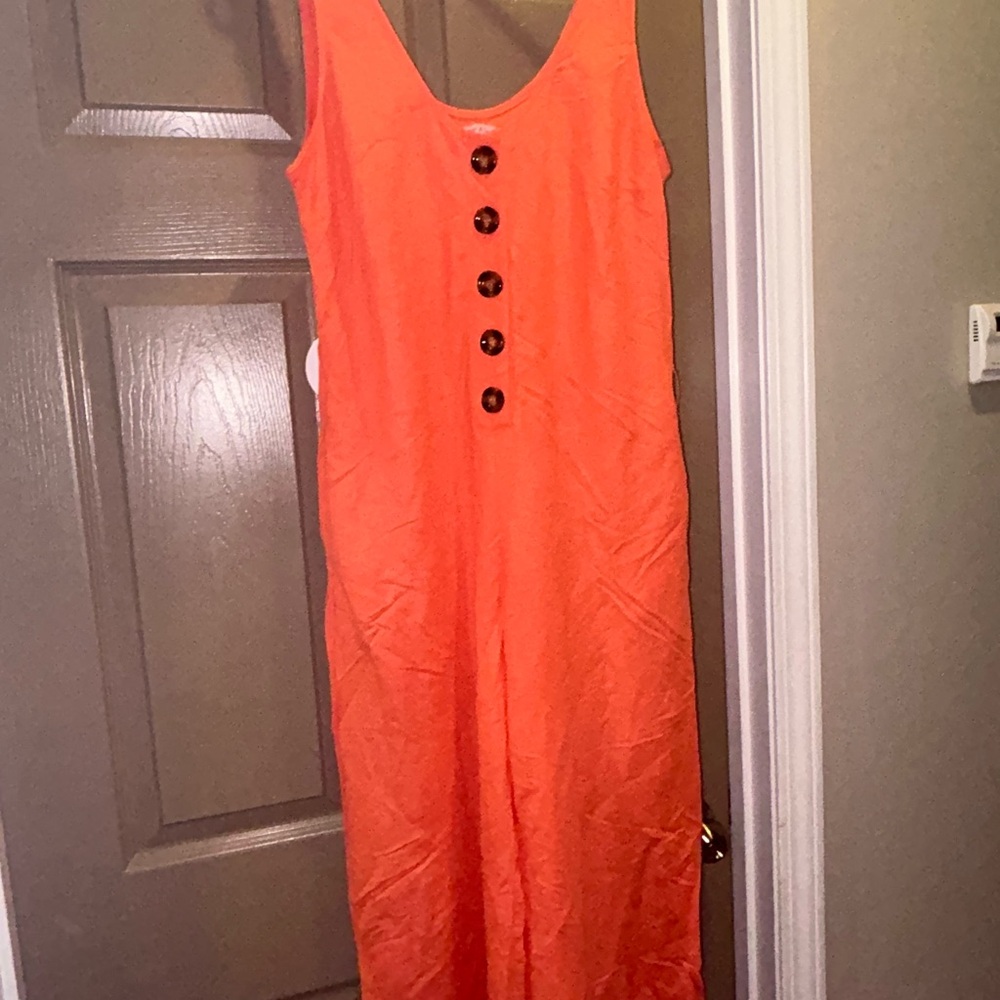 Sleeveless Orange Button-Down Dress
